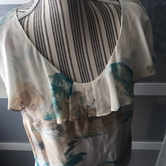 ๐ 1 hour sale. Halogen, Nordstrom, Paris Floral Blue blouse - Picture 6 of 8